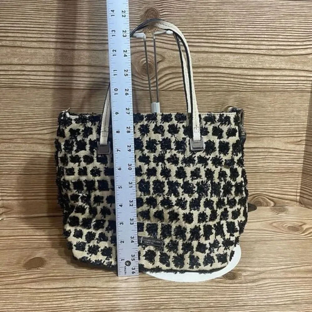 CHRISTIAN SIRIANO Purse Raffia SABRINA Shopper Handbag Tan & Black‎ Elephant FOB